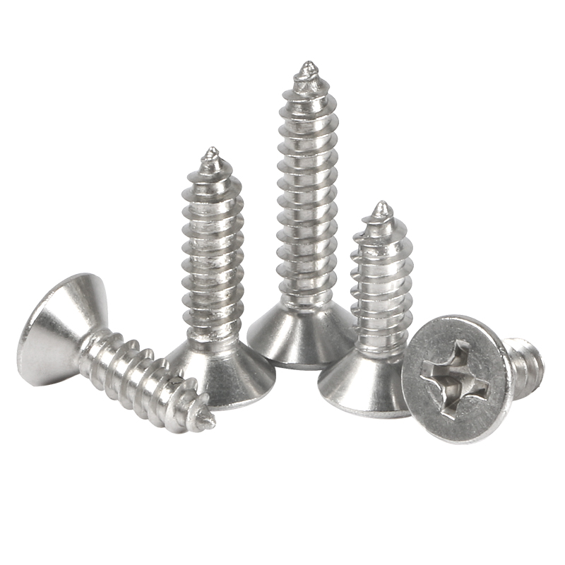Extra Long 304 Stainless Steel Phillips Flat Head Self-Tapping Screws -M2 M3 M4 M5 M6 M7 M8.Perfect for thick materials with enhanced grip and stability.