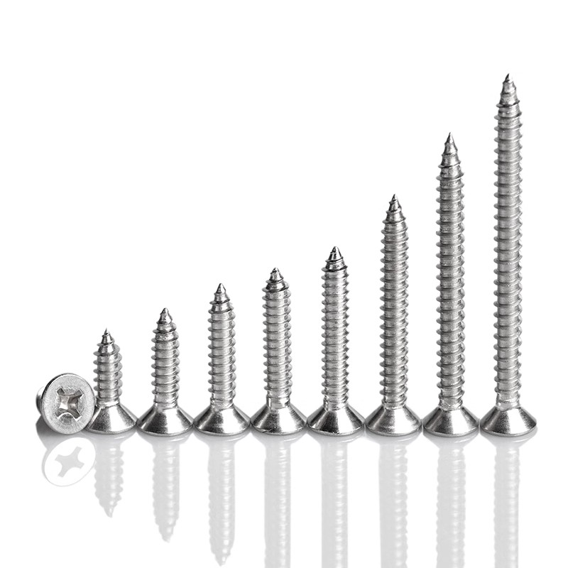 Extra Long 304 Stainless Steel Phillips Flat Head Self-Tapping Screws -M2 M3 M4 M5 M6 M7 M8.Perfect for thick materials with enhanced grip and stability.